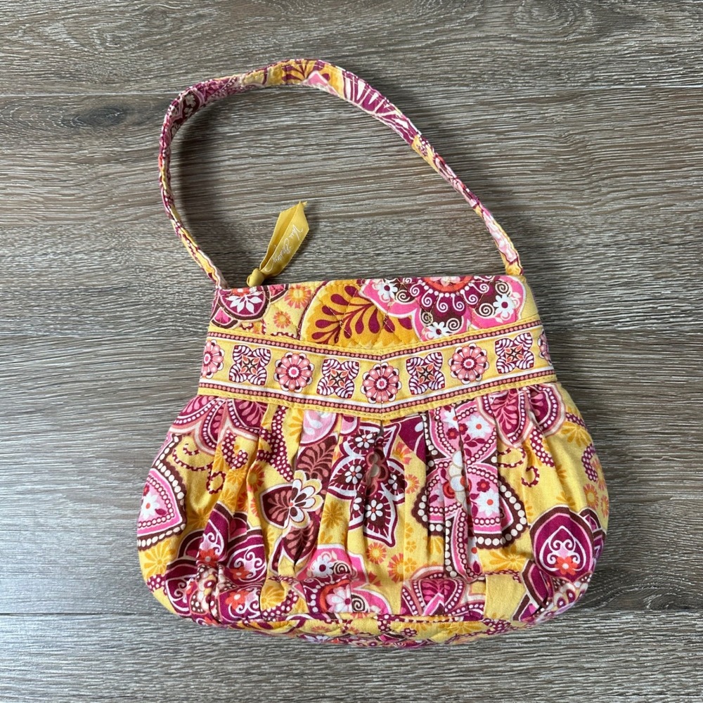 Vera Bradley Bali Gold Small Shoulder Bag Retired Floral Paisley Purse - Picture 2 of 7